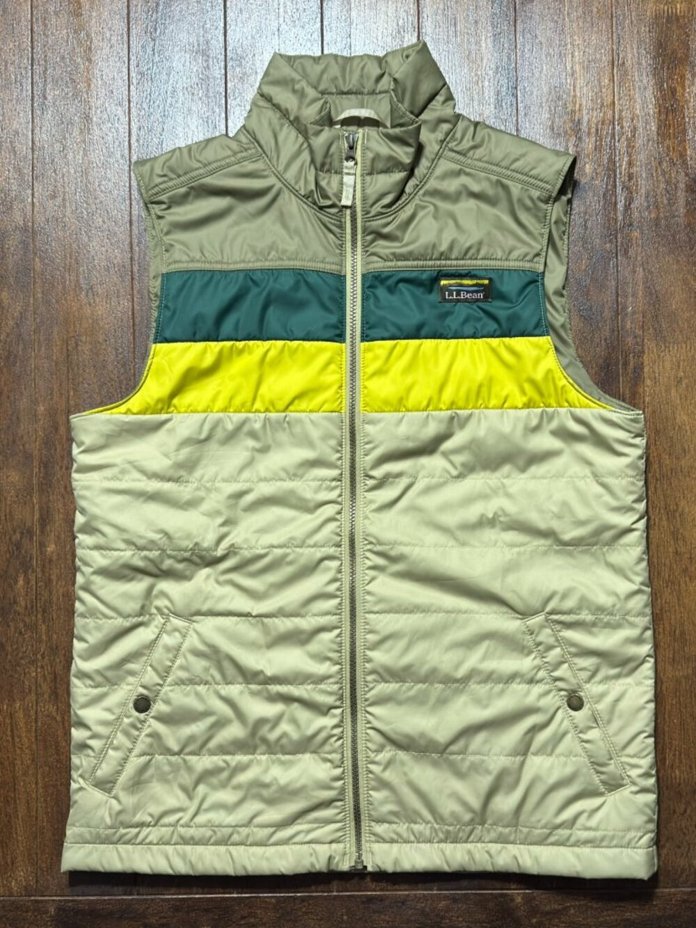 LL Bean Mountain Classic Puffer Vest Mens Small Colorblock ColdShield Packable